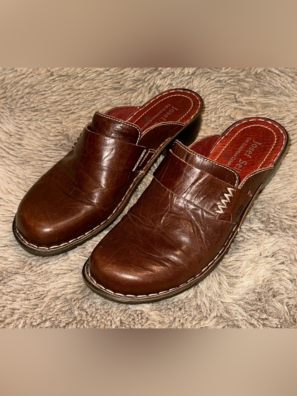Josef Seibel Brown Leather Clogs Shoes Women’s 40